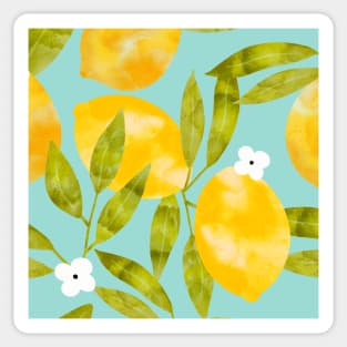 Watercolor Lemons with White Flower Sticker